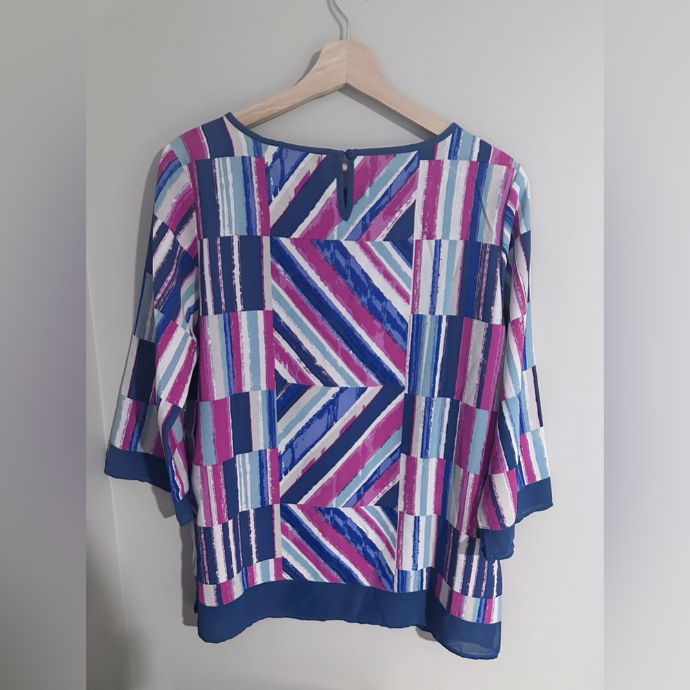 Bob Mackie Vintage 1980's Abstract Blouse Top Medium - Picture 5 of 7
